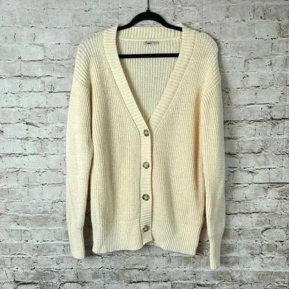 Faherty Sweaters - Faherty Women's XS Cuddle Cardigan Sweater Button Front Cream Cotton Nylon
